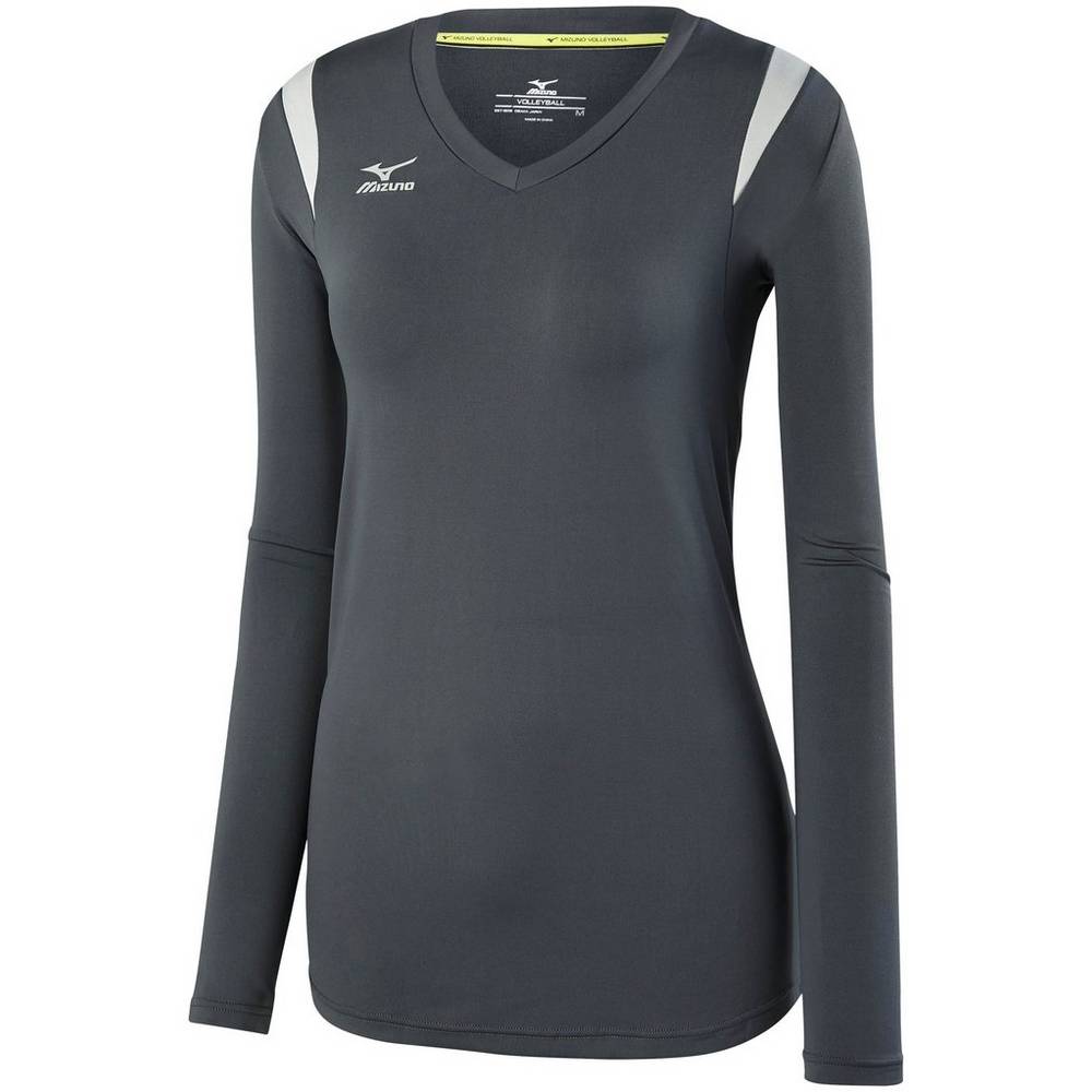 Maglia Mizuno Pallavolo Balboa 5.0 Long Sleeve Donna - Grigie/Argento - 18730-BKVX